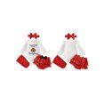 thumbnail image 2 of RUINIXCW Baby Girl Ladybug Outfit Letter Print Long Sleeve Romper Dot Print Ruffled Shorts Stockings and Bow Headband 4 Piece Fall Set, 2 of 8
