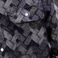 thumbnail image 2 of Ceisia Men Geometric Jacquard Denim Button Down Shacket Lapel Long Sleeve Chest Pockets Casual Oversized Shirt Jacket Daily Autumn Winter Outfit Gift, 2 of 6