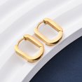 thumbnail image 4 of 304 Stainless Steel Huggie Hoop Earrings Oval Golden 14x11x3mm Pin: 1mm, 4 of 4