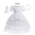 thumbnail image 1 of Vestido de princesa con flores de tul de encaje blanco para niñas, vestido de princesa para cumpleaños, boda, fiesta, noche, comunión Formal, vestido de graduación, ropa 4Y Gao Jinjia LED, 1 of 2