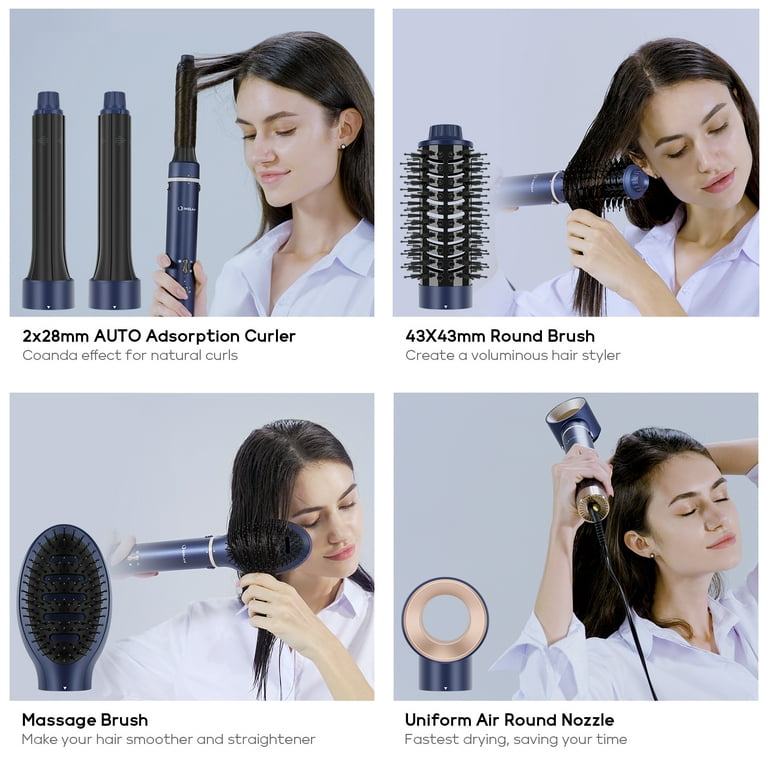 Hair Dryer Brush & 5 in 1 Air Styler, High-Speed Negative Ionic, Fast  Drying, Multi Hair Styler with Automatic Air Curling Iron, Volumizer