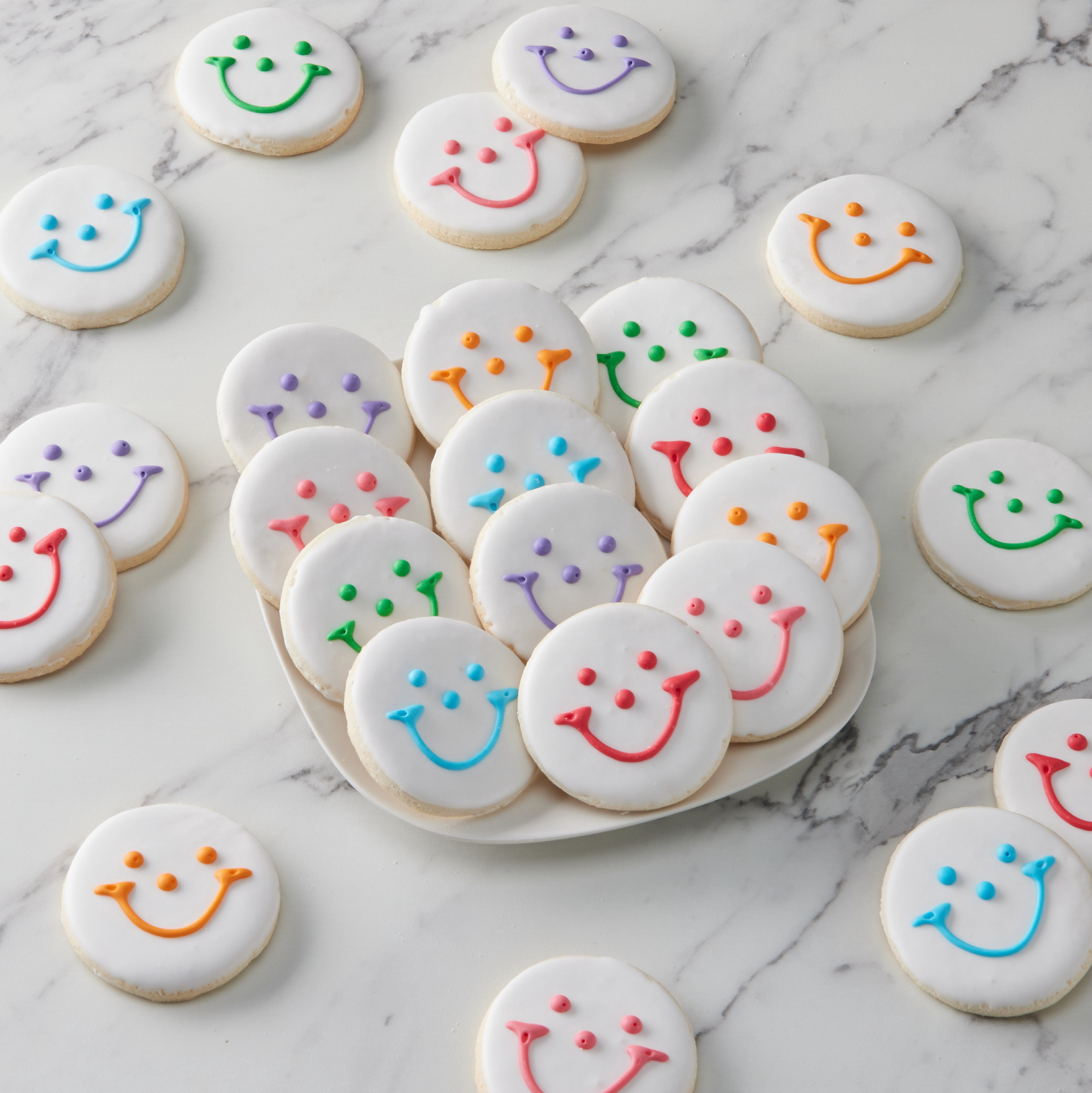 Case of 50 Mini Original Smiley Cookies - Nut Free, Individually Wrapped, Kosher, Iced Sugar Cookies