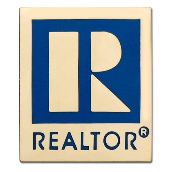 Large Realtor Logo Branded Gold Lapel Pin with Military Clutch Pin