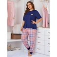 thumbnail image 6 of Lochas Pajamas Set for Women Sleepwear Plus Size Nightwear Loungewear Homewear 2PCS Pyjama Pjs,Plaid, 6 of 6
