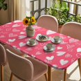 thumbnail image 3 of Valentine's Day Table Cloths for 6 Foot Rectangle Tables, Pink White Love Heart Patio Waterproof Elastic Fitted Tablecloths, Washable Rectangular Table Cover for Camping, 3 of 8