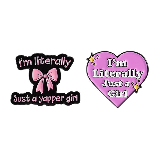 Juego de broches de aleación esmaltada para solapa Bad Pink Girl Quote