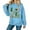 01 Blue, variant on Fewfanhot Women's Clothing St Patricks Day Sweatshirt Women Long Sleeve Leopard Shamrock St. patricks Shirts Tees