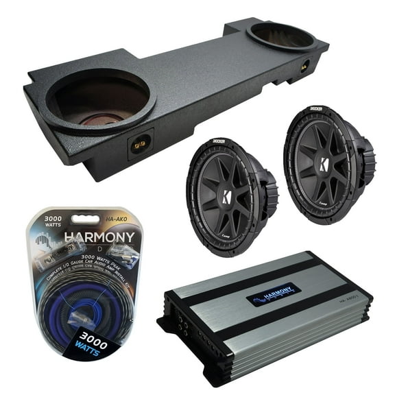 02-13 GMC Sierra HD Crew Truck Kicker Comp C12 Dual 12 Rhino Sub Box & HA-A800.1
