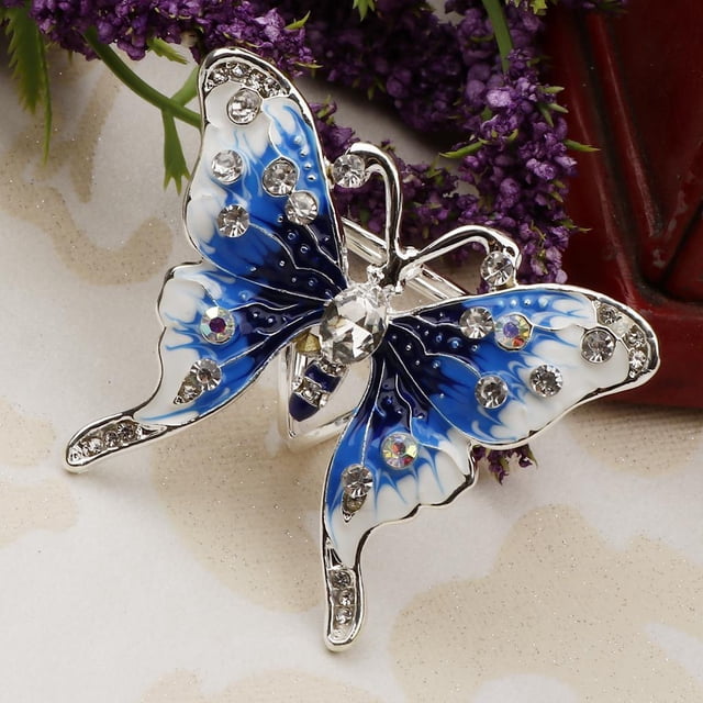 Horquilla de Joyas de Aleación en Forma de Mariposa Adorno para Mujeres Azul Hugo hebilla de la bufanda para las mujeres