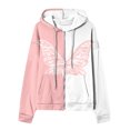 thumbnail image 5 of Usmixi 2025 Sweatshirt Coat for Women Winter Womens Coat Vintage Butterfly Graphics Zip up Drawstring Hooded Sweatshirt Jacket Plus Size Lightweight Fall Hoodies Outwear with Pocket, 5 of 6