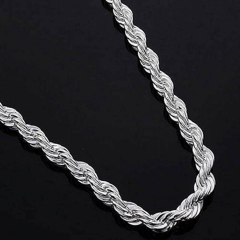 Jiaroswwei Unisex 925 Sterling Silver Twist Chain Necklace Fashion