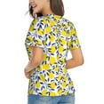 thumbnail image 3 of Xecao Tropical Lemon for Women's V-Neck T-Shirts-Elegant Half-Sleeve Tops Perfect for Summer-Medium, 3 of 5
