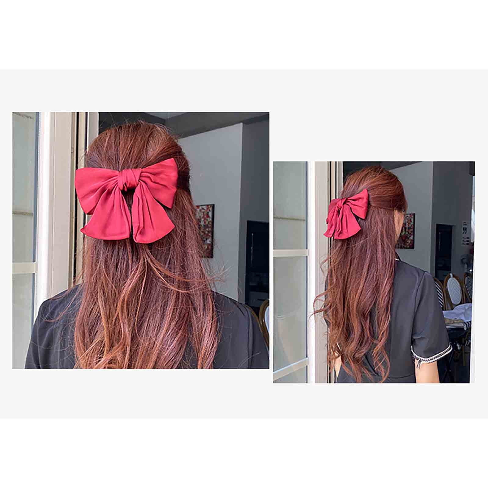 ZZwxWA Clearance Sales Women's Bow Hair Clip Large Silk Satin Hair