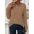thumbnail image 3 of Suéter Ligero de Punto a Rayas con Cuello en V PRETTYGARDEN para Mujer, 3 of 5