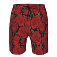 thumbnail image 3 of Cauagu Rose Flowers Print Men's Swim Trunks,Hawaiian Bathing Suit Swimsuits Beach Shorts with Pockets for Men Quick Dry Swimming Board Shorts-Small, 3 of 6