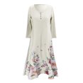 thumbnail image 3 of JFBUJC Robe Décontractée à Fleurs pour Femmes, Col Rond, Manches Longues, Irrégulière, Ample, Longue, 3 of 3