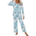 thumbnail image 4 of Qiopertar Liquidation à Moins de 5$ Ensemble de Pyjama à Manches Courtes et Col Rond Imprimé pour Femmes avec Poches jusqu'à 90 % de Réduction, 4 of 6