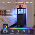 thumbnail image 4 of Eunos Black End Table with Charging Station, Narrow Long Nightstand with Open Shelf and 2 Fabric Drawer, 4 of 8