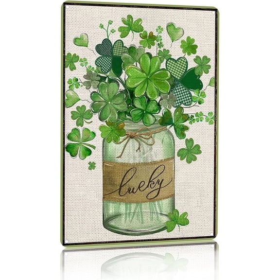 St Patricks Day Gifts Funny Green Shamrocks Clovers Lucky Irish Tin Sign for Home Room Yard Garden Vintage St Patricks Day Decor 8x12 Inch (3095)