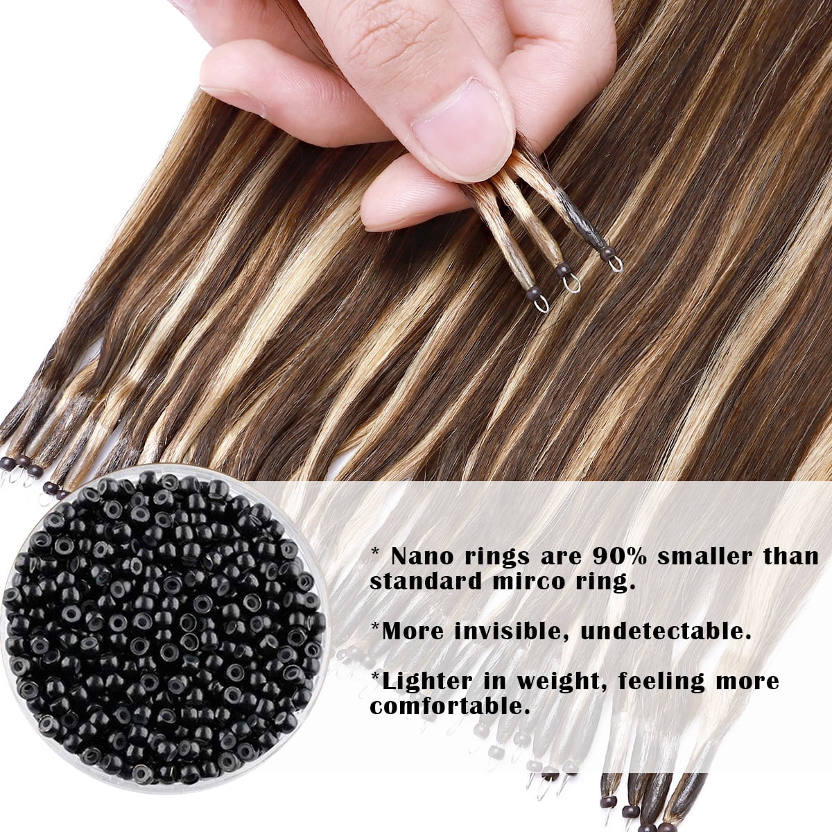 SEGO 100% Remy Human Hair Extensions Micro Loop Hair Extension Nano Micro  Bead Ring Thick Hair Piece Clearance