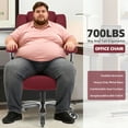 thumbnail image 3 of Big and Tall 700lbs Office Chair, Fabric Heavy Duty Executive Chair with 3D Flip up Armrests Adjustable Lumbar Support Large Rubber Wheels, Extra Wide High Back Computer Desk Chair, Burgundy, 3 of 9