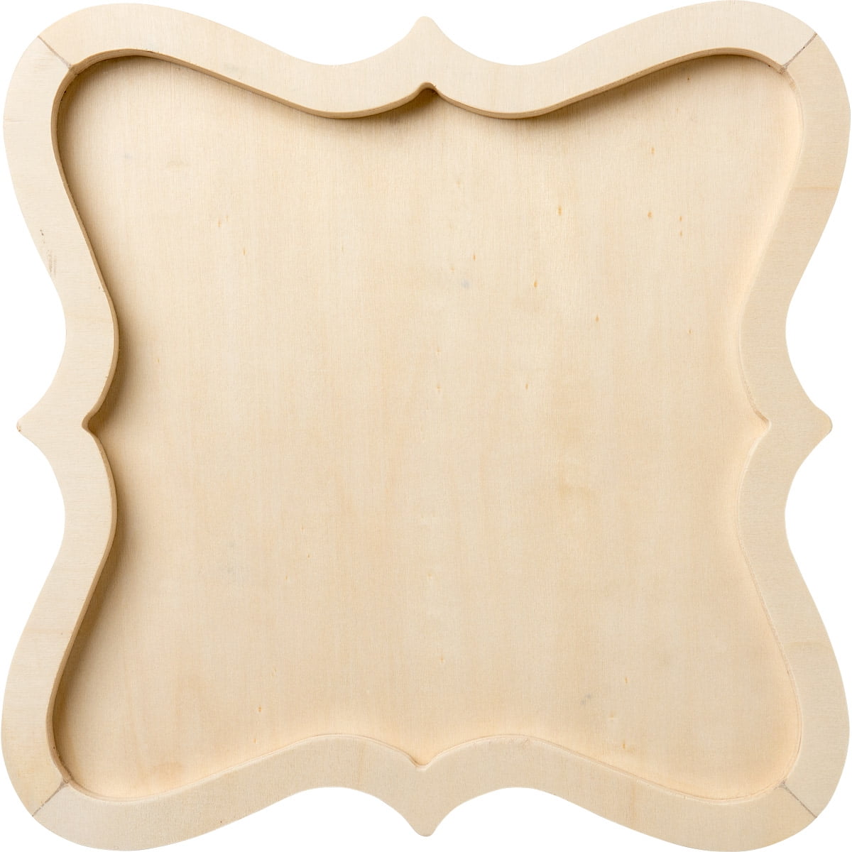 (3 pack) Plaid Unpainted Wood Surface, Scalloped Edged Wood Panel Shape, 1 Piece, 12" x 12"