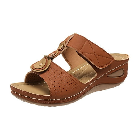 

Jsezml Wedge Sandals for Women Summer Comfort Orthopadic Sandals Wide Width Open Toe Platform Sandals with Arch Support