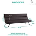 thumbnail image 6 of Naomi Home Faux Leather Futon Couch, Modern Convertible Folding Sofa Bed Couch Futon Sofa Bed with Chrome Legs, Reclining Mini Couch, Leather Futon Small Couch for Bedroom Living Room-Espresso, 6 of 11