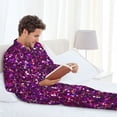 thumbnail image 6 of Fuzoiu Colourful Glitter Print Men's Long-Sleeved Pajama,Lounge Button Down Nightwear,Mens Notch Collar Pajama Set -Medium, 6 of 7
