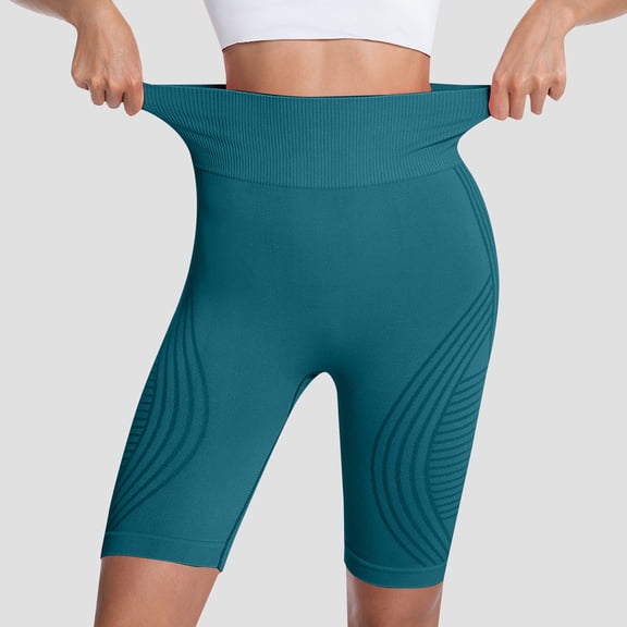 Plus Size Women's Seamless Hip Lifting Fitness Shorts,High Waisted Tummy Control Compression Yoga Shorts with Textured Design,Peach Butt Gym Workout Shorts Blackish Green XXXL