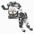 thumbnail image 2 of TOWED22 2 Piece Boys Girl Halloween Pajamas Kids Pumpkin Head Glow Print Long Sleeve Top and Pants Pajamas Pjs Sleepwear Set for Toddler Little Boys(Black,3Y), 2 of 8