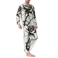 thumbnail image 2 of Naloa Black And White Rose Men’s Pajamas Set - Long Sleeve Button Down Sleep Shirt and Pajama Bottoms Sleepwear Set-Medium, 2 of 7