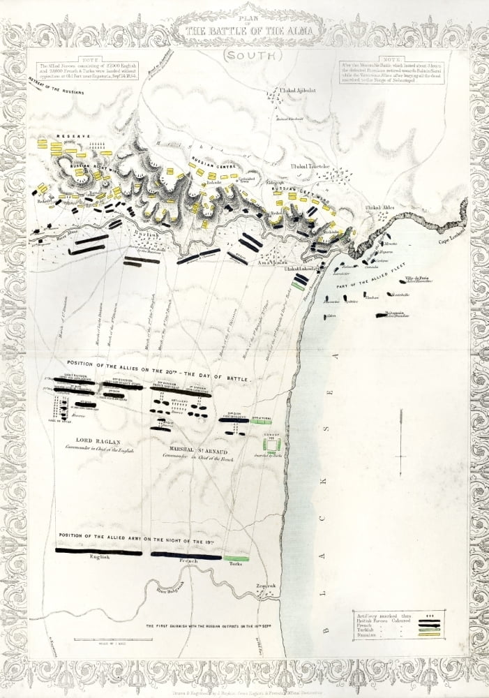 Crimean War: Alma, 1854. /Nplan Of The Battle Of Alma, Fought Between ...