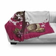 thumbnail image 3 of Wine Soft Flannel Fleece Throw Blanket, Vintage Sketchy Artwork Cheese Alcoholic Drink Fruit Abstract Design, Cozy Plush for Indoor and Outdoor Use, 70" x 90", Olive Green Hot Pink, by Ambesonne, 3 of 6