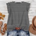 thumbnail image 4 of WULMLEO Women's Casual Striped Top V-Neck Button Down Lightweight Summer Blouse Dark Gray 2XL, 4 of 5