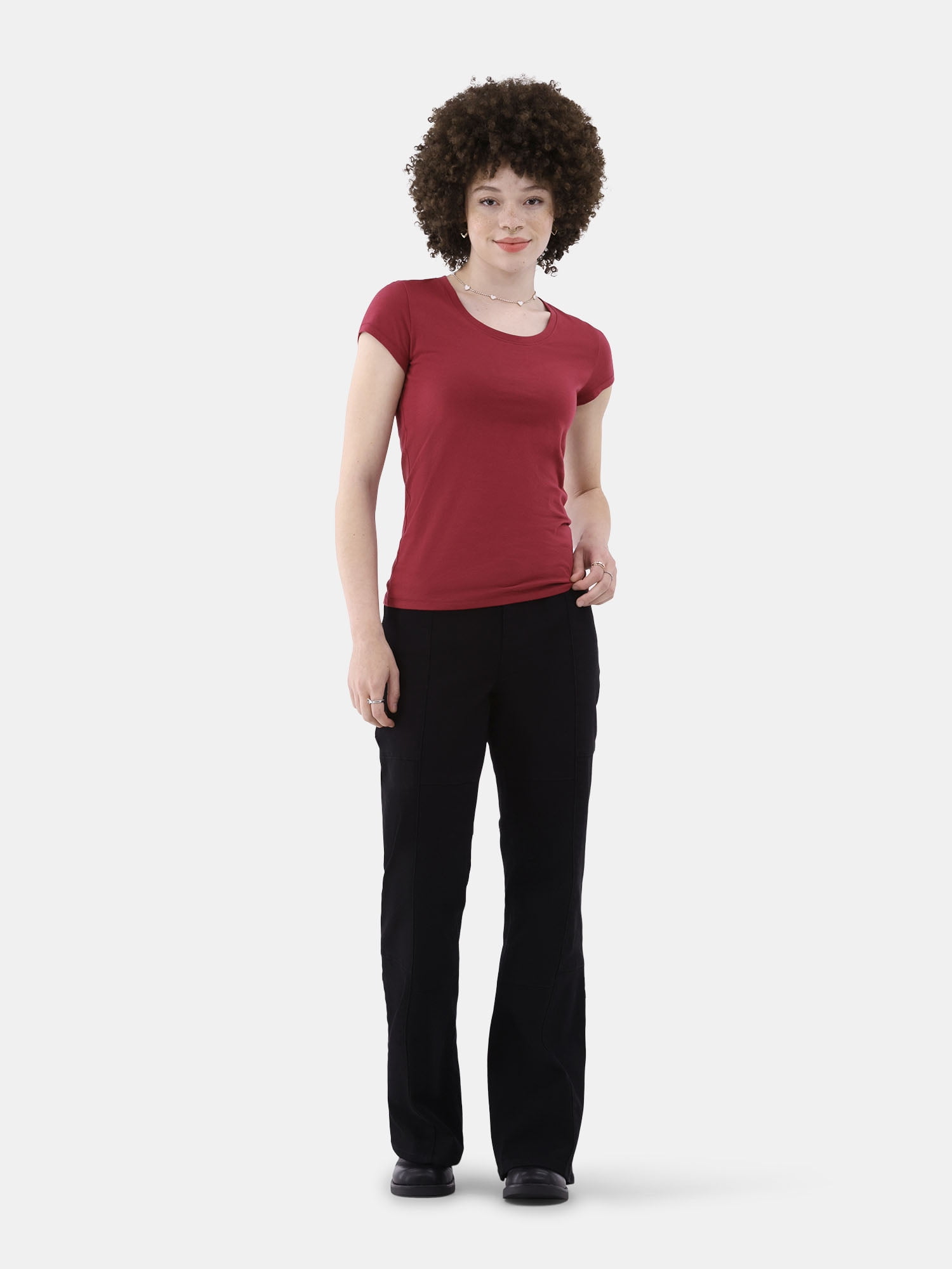 No Boundaries Short Sleeve Scoop Neck Tee, Women's XXS-XXXL