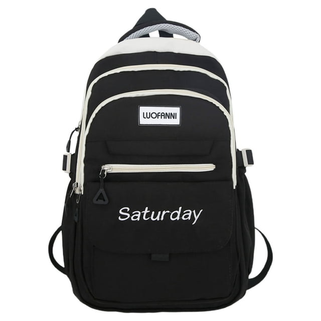 Women Schoolbag Large Capacity Adjustable Shoulder Strap Multi-pocket Space Saving Strong Load Bearing Storage Multifunction Teens Girl Casual Daypack Bag Student Supply