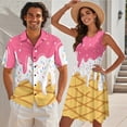 thumbnail image 2 of Jeiento Ice Cream Couples Vacation Outfits Matching Sets Cute Dress for Women Luau Party Summer Shirts for Men Casual Tiered Sleeveless Pleated Flowy Sundress, 2 of 6