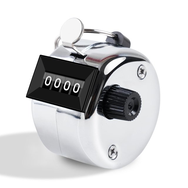 Contador Clicker, Contador Manual de Metal con Pantalla de 4 Dígitos, Contador de Lanzamiento para Golpes de Golf, Vueltas, Deportes de Fila, Plata