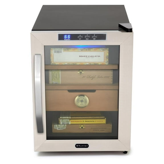 Whynter CHC-120S Stainless Steel 1.2 cu. ft. Cigar Humidor, 250 Capacity, Spanish Cedar Shelves, Adjustable Thermostat