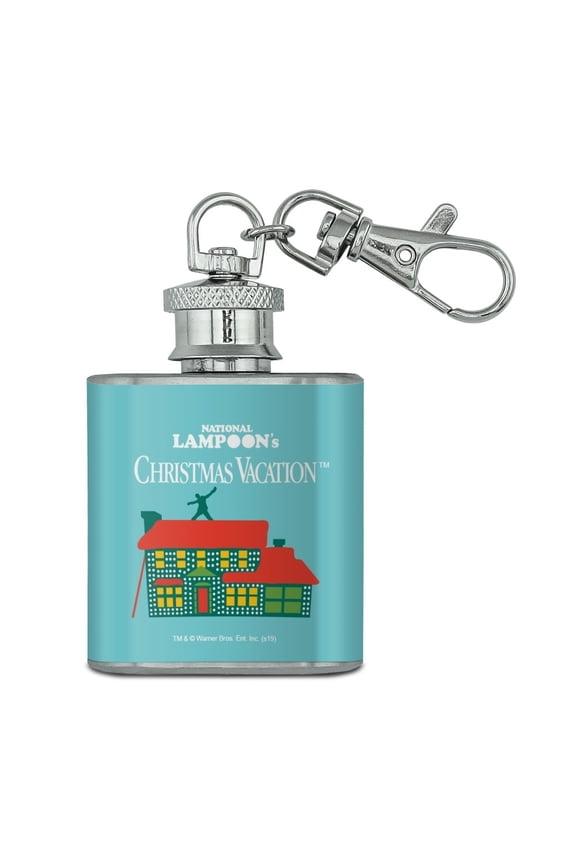 Christmas Vacation Griswold House Logo Stainless Steel 1oz Mini Flask Key Chain