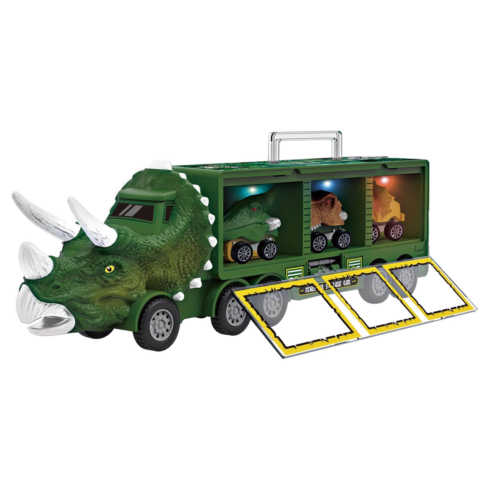 PPgejGEK Stocking Stuffers for Kids Dinosaur Model Toy Storage Car Dinosaur Transport Car Light and Music Children's Toy Car