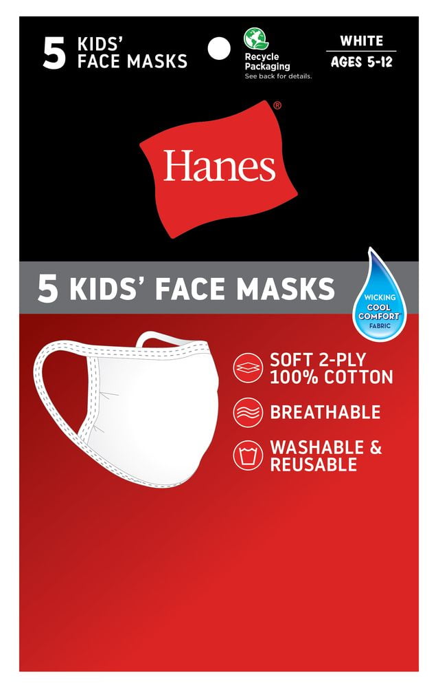 Hanes Kids Face Mask For Age 512 Pack of 5 and Breathable