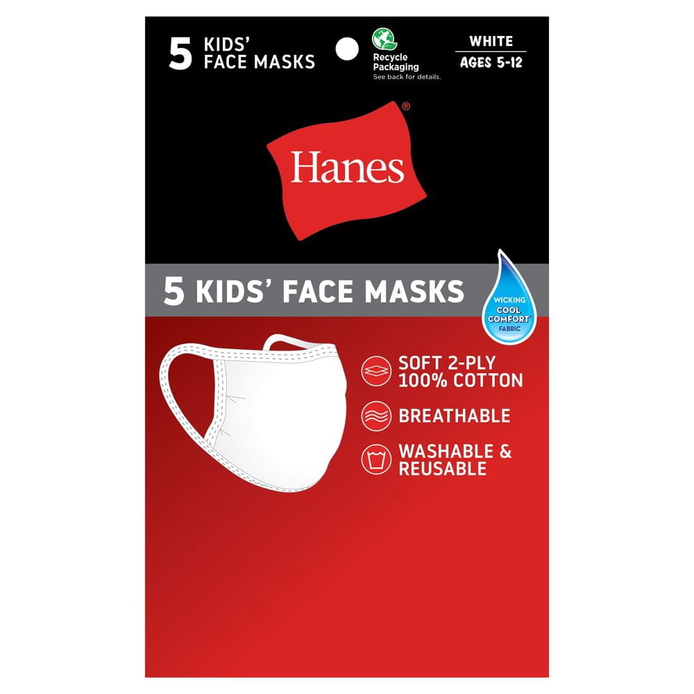 Hanes Hanes Kids Face Mask For Age 512 Pack of 5 and