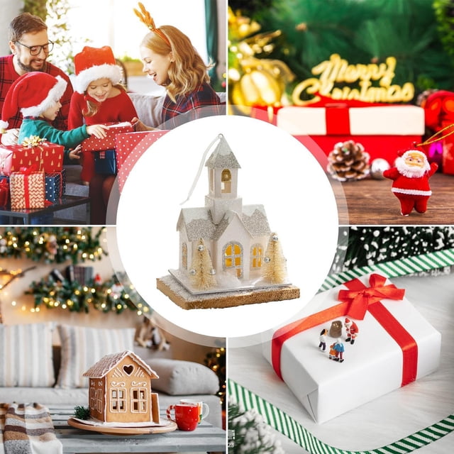 Desktop Decor Christmas VillageHouses Light Up SnowVillage Houses Paper Christmas House White Winter Christmas VillageHouses For Christmas Tabletop Winter Home Decoration