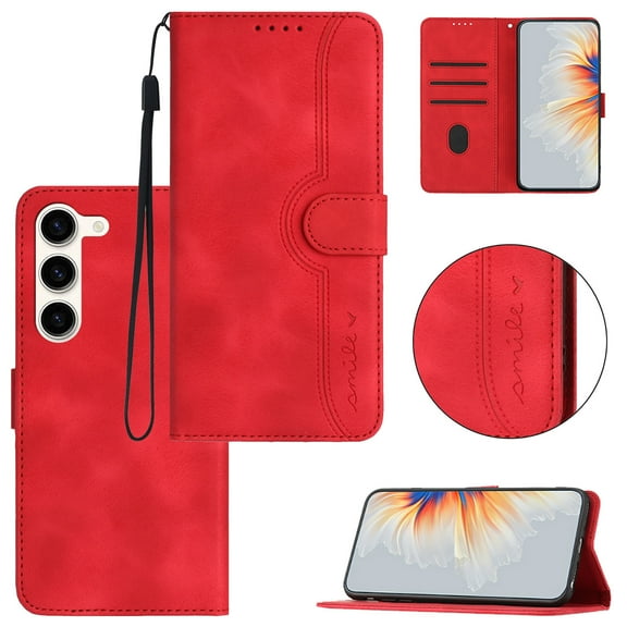 Wallet Case for Samsung S21, with Card Slots [RFID Blocking],Durable Flip Folio Kickstand Magnetic Closure Leather Wallet Wrist Strap Women Men Case for Samsung Galaxy S21, Red