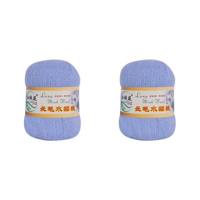 Moyic Hilo de visón de felpa largo para invierno, 8 colores, 50g, hilo de tejer a mano para suéter, bufanda, suministro de hilo para cielo azul 2Conjunto