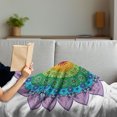 thumbnail image 3 of Rainbow Mandala Soft Flannel Fleece Blanket, Ornate Round Eastern Motif with Daisies and Foliage Leaves Oriental Culture, Cozy Plush for Indoor and Outdoor Use, 50" x 70", Multicolor, by Ambesonne, 3 of 5