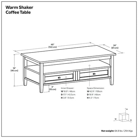 Simpli Home - Warm Shaker Coffee Table - Light Golden Brown