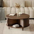 thumbnail image 5 of Round Coffee Table with Storage,Fluted Center Table with Sliding Cabinet Door for Living Room,Home Small Space,31.5" Small Center Table,Walnut, 5 of 7